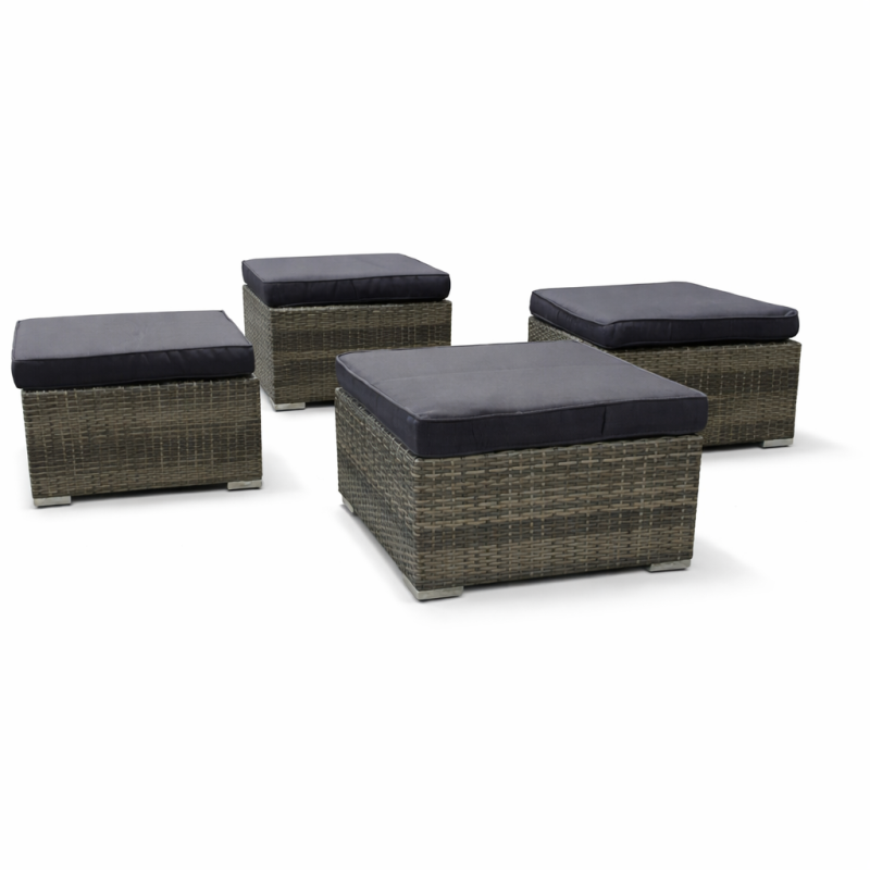 Pintas sodo pufas su pagalve ir stiklu 64x64x32 cm, pilkas