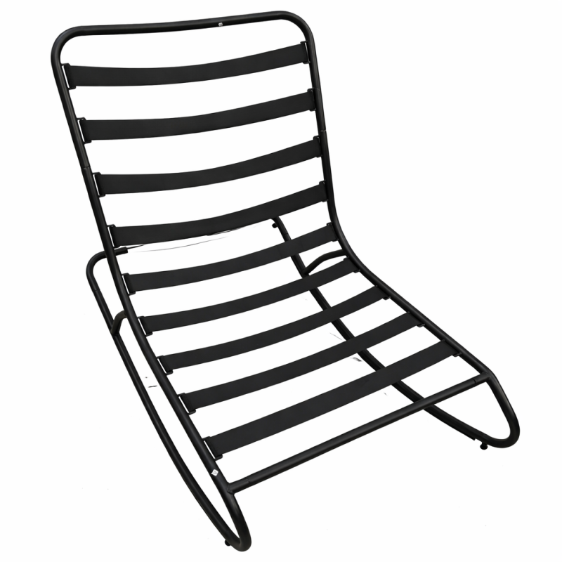 Supama lauko kėdė su stora pagalve, metalinis rėmas, juoda/pilka, 71x115,5x73,5 cm Supama lauko kėdė su stora pagalve, metalinis rėmas, juoda/pilka, 71x115,5x73,5 cm