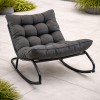 Supama lauko kėdė su stora pagalve, metalinis rėmas, juoda/pilka, 71x115,5x73,5 cm Supama lauko kėdė su stora pagalve, metalinis rėmas, juoda/pilka, 71x115,5x73,5 cm