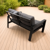 Lauko sofa 2 vietų su pagalvėmis, aliuminio rėmas, pilka/juoda, 120x65 cm