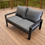 Lauko sofa 2 vietų su pagalvėmis, aliuminio rėmas, pilka/juoda, 120x65 cm