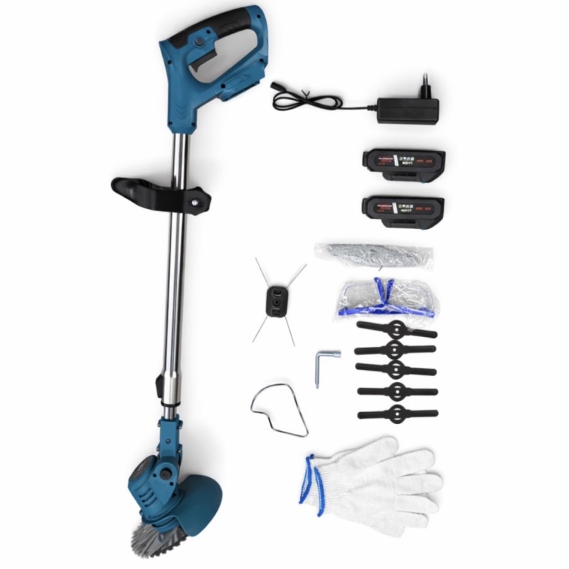 Akumuliatorinis trimeris krūmapjovė 24V su 2 baterijomis ir pjovimo priedais BOXER BX-141