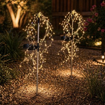Sodo LED šviestuvai su saulės baterija, 200 LED, 2 vnt., IP65