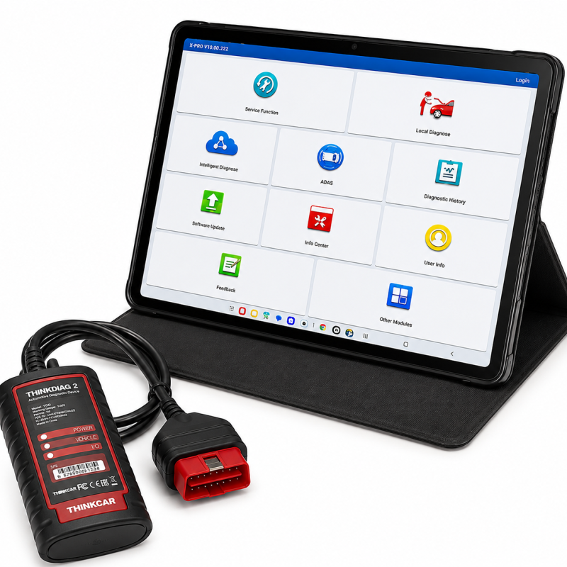 Automobilių diagnostikos įrenginys Launch XPRO5 Android su Samsung Galaxy Tab A9+ ir ThinkDiag 2 adapteriu