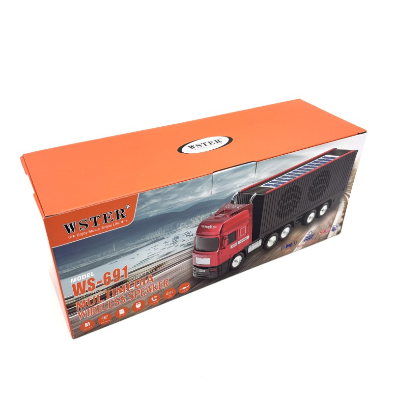Audio belaidė kolonėlė sunkvežimio formos WS-691, Bluetooth, FM radijas, USB, TF kortelė, saulės įkrovimas Audio belaidė kolonėlė sunkvežimio formos WS-691, Bluetooth, FM radijas, USB, TF kortelė, saulės įkrovimas