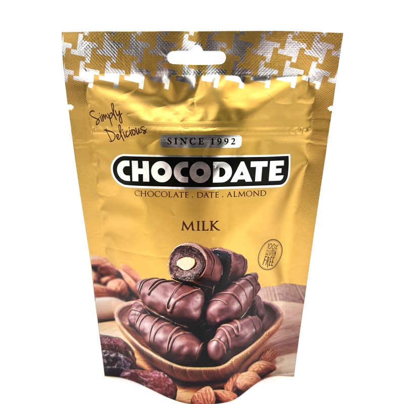 Saldainiai be glitimo su datulėmis, migdolais ir pienišku šokoladu Chocodate, 90 g