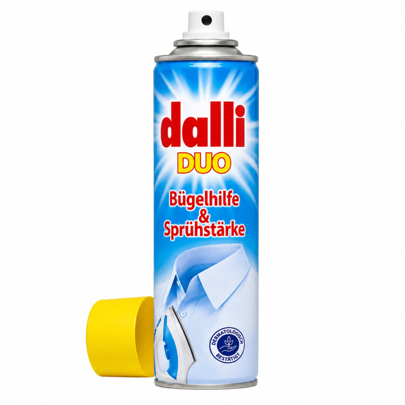 Purškiama lyginimo priemonė ir krakmolas drabužiams 400 ml Dalli Duo Purškiama lyginimo priemonė ir krakmolas drabužiams 400 ml Dalli Duo