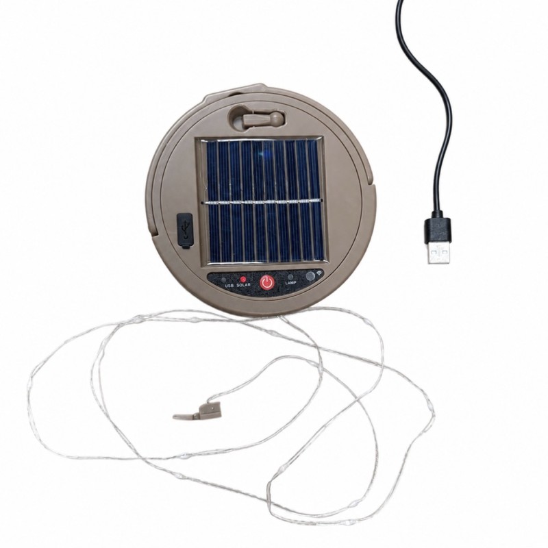 LED girlianda 20 m su saulės baterija, spalvotu apšvietimu, pulteliu ir USB jungtimi