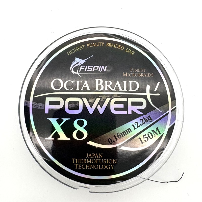 Pintas valas žvejybai FISPIN Octa Braid Power X8 0.16 mm 12.2 kg 150 m pilkos spalvos Pintas valas žvejybai FISPIN Octa Braid Power X8 0.16 mm 12.2 kg 150 m pilkos spalvos