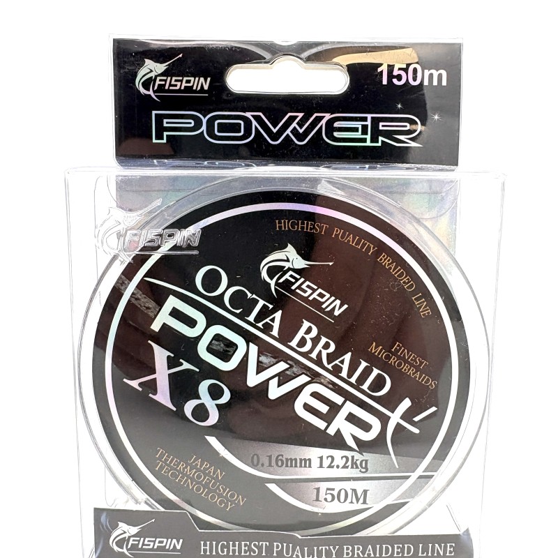 Pintas valas žvejybai FISPIN Octa Braid Power X8 0.16 mm 12.2 kg 150 m pilkos spalvos Pintas valas žvejybai FISPIN Octa Braid Power X8 0.16 mm 12.2 kg 150 m pilkos spalvos