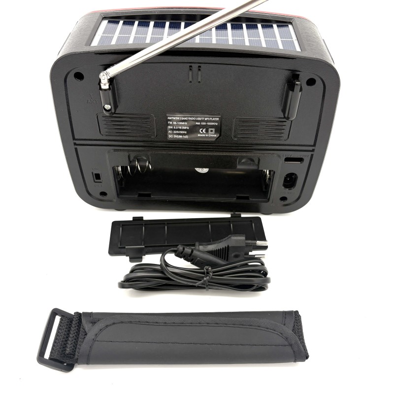 Radijas YUEGAN RX-456BTS su saulės baterija, Bluetooth, USB, TF kortele, AM/FM/SW ir žibintuvėliu