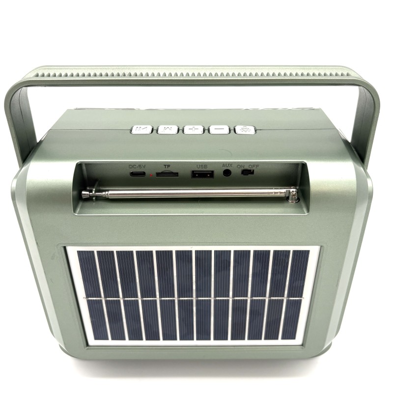 Kolonėlė SY-309S belaidė 10 W su FM radiju, saulės baterija, RGB apšvietimu, USB, TF ir AUX Kolonėlė SY-309S belaidė 10 W su FM radiju, saulės baterija, RGB apšvietimu, USB, TF ir AUX