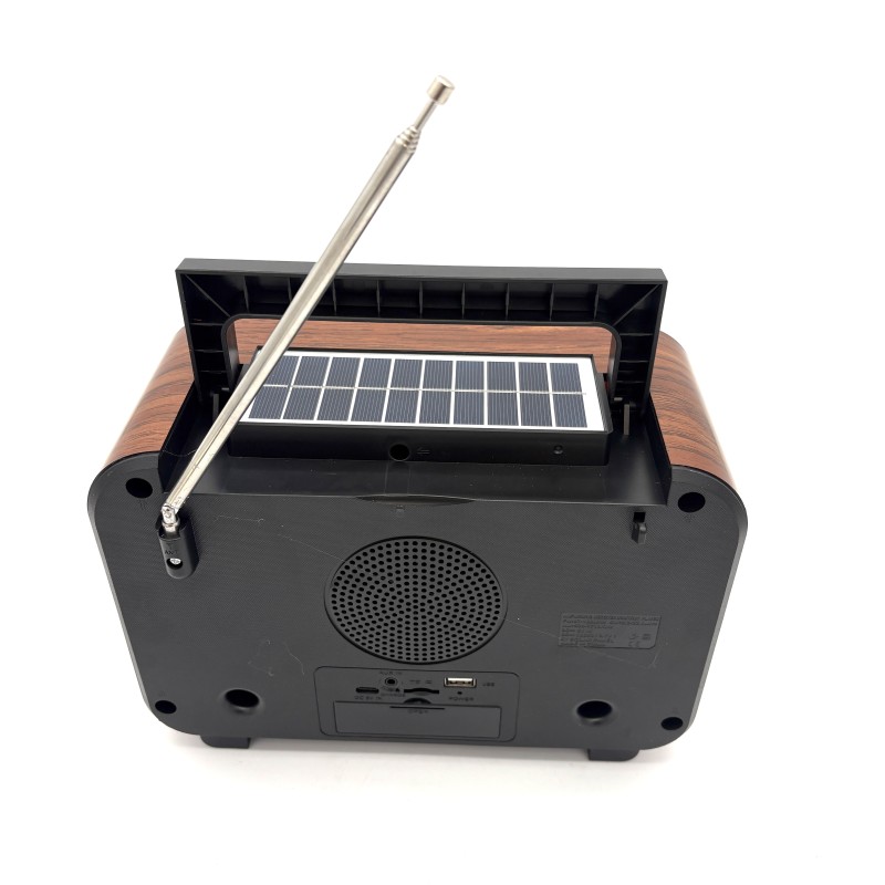 Radijas FP-2393-S Lepe su FM/AM/SW bangomis, Bluetooth, USB, TF, saulės įkrovimu ir liepsnos efektu