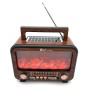 Radijas FP-2393-S Lepe su FM/AM/SW bangomis, Bluetooth, USB, TF, saulės įkrovimu ir liepsnos efektu