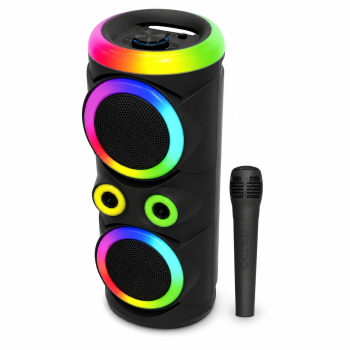 Karaoke kolonėlė MS-2056BT-W su belaidžiu mikrofonu, RGB apšvietimu, FM radiju, USB ir Type-C jungtimi