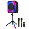 Kolonėlė OK-S812 su stovu, 2 mikrofonais, pulteliu, RGB LED, Bluetooth, USB, AUX, TF kortele ir radiju