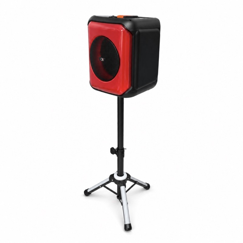 Kolonėlė OK-S812 su stovu, 2 mikrofonais, pulteliu, RGB LED, Bluetooth, USB, AUX, TF kortele ir radiju