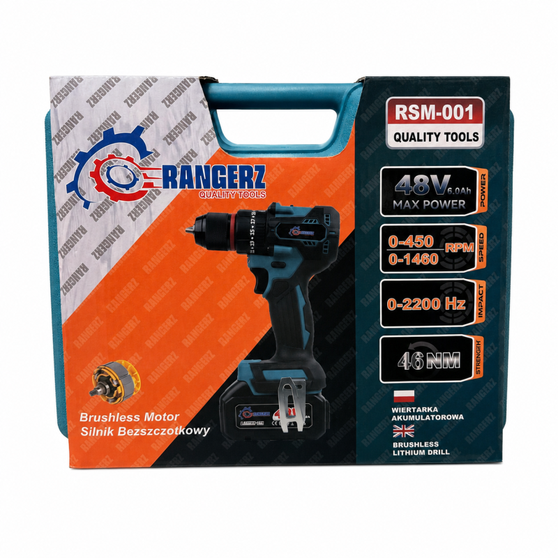 Akumuliatorinis suktuvas-gręžtuvas RSM-001 Rangerz bešepetėlinis, 46 Nm