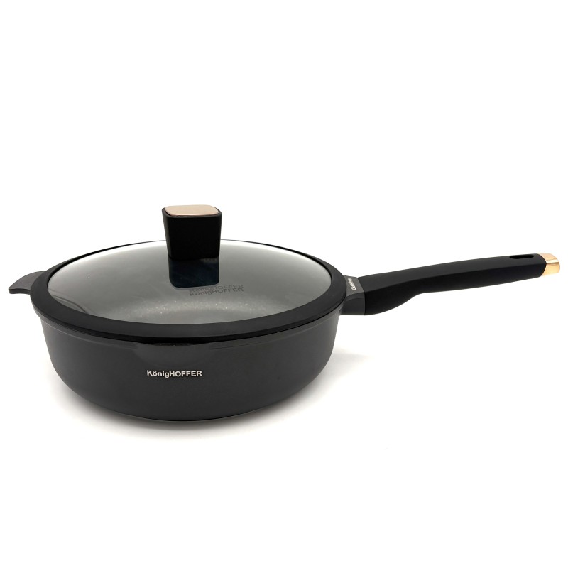 Keptuvė su dangčiu 28 x 8,5 cm KönigHOFFER Black Rose, indukcijai, non-stick danga Keptuvė su dangčiu 28 x 8,5 cm KönigHOFFER Black Rose, indukcijai, non-stick danga