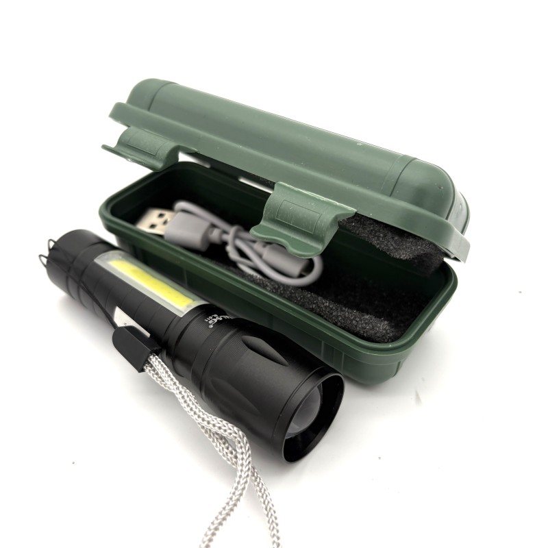 Mini prožektorius X-BALOG BL-511 su COB šoniniu LED apšvietimu, USB įkrovimu ir dėžute Mini prožektorius X-BALOG BL-511 su COB šoniniu LED apšvietimu, USB įkrovimu ir dėžute