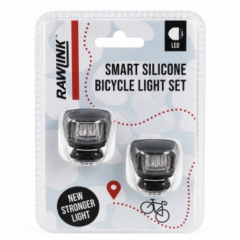 Dviračio žibintų rinkinys Rawlink Smart Silicone, LED, 2 vnt., su baterijomis, apie 4 x 3 x 3 cm