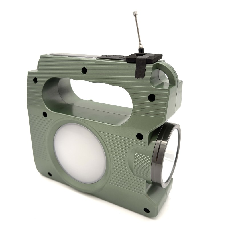 Radijas FX-2519-S Feexot su FM/AM bangomis, saulės baterija, rankiniu generatoriumi ir žibintuvėliu