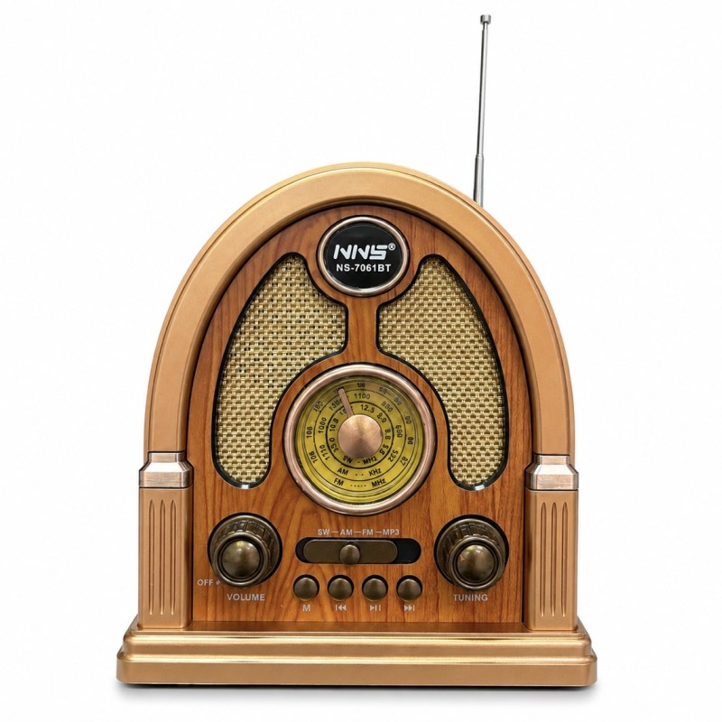 Radijas NNS NS-7061BT retro stiliaus, AM/FM/SW, Bluetooth, USB/TF, 1200 mAh