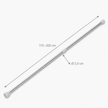 Teleskopinis dušo užuolaidos strypas 110–200 cm, Ø 2,5 cm