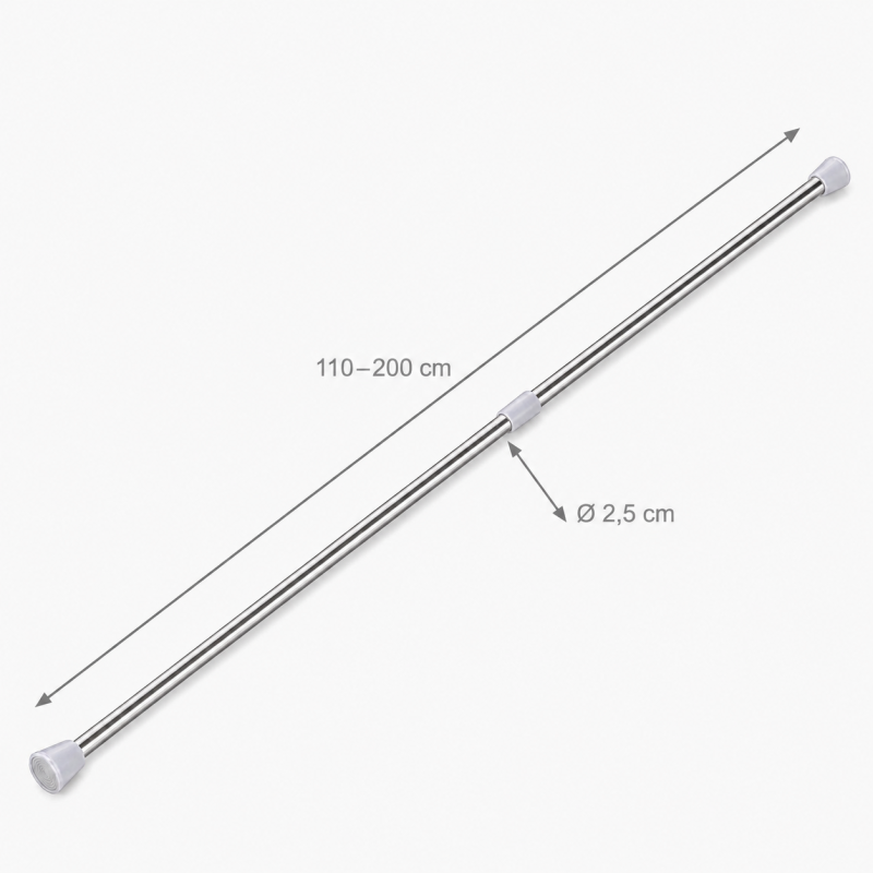Teleskopinis dušo užuolaidos strypas 110–200 cm, Ø 2,5 cm