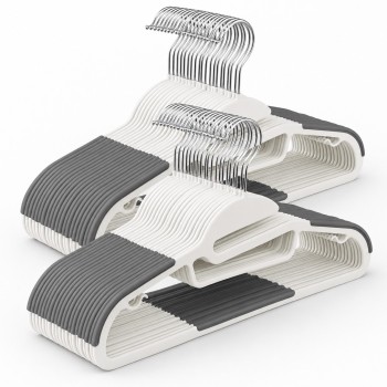 Plastikinės drabužių pakabos su 360° metaliniu kabliu