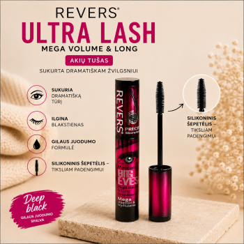 Akių tušas Revers Ultra Lash Mega Volume & Long Deep Black