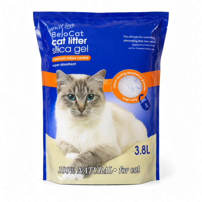 Kačių kraikas BeloCat silica gel 3,8 l / 1,5 kg