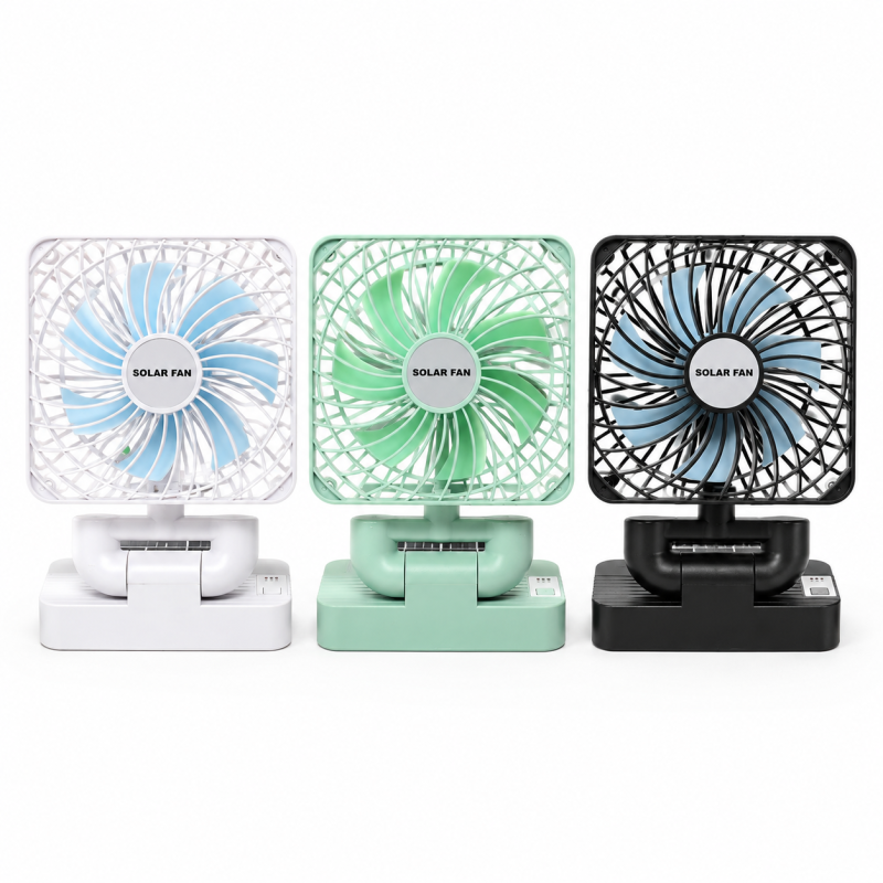 Įkraunamas saulės ventiliatorius Double Head Charging Fan
