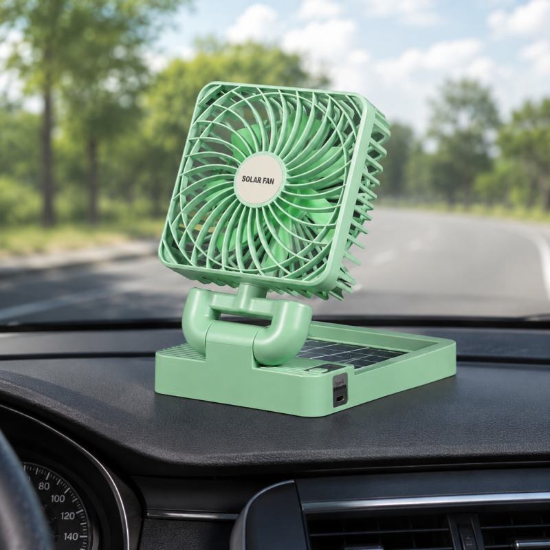 Įkraunamas saulės ventiliatorius Double Head Charging Fan