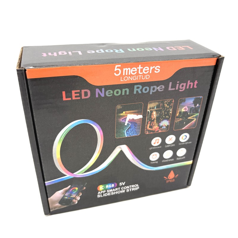 LED neoninė RGB juosta LED Neon Rope Light IC-RGB 5 m, 5V, IP68 LED neoninė RGB juosta LED Neon Rope Light IC-RGB 5 m, 5V, IP68