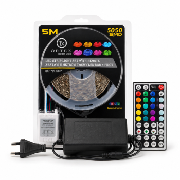 LED juosta ORTEX RGB + balta 5 m SMD 5050, 12 V, IP65, 60 LED/m su pulteliu