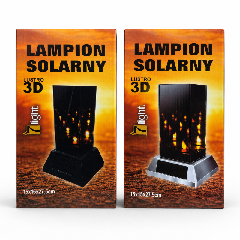 Saulės LED žibintas 3D veidrodžio efektu 15x15x27,5 cm