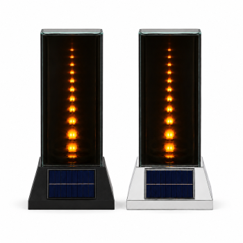 Saulės LED žibintas 3D veidrodžio efektu 15x15x27,5 cm