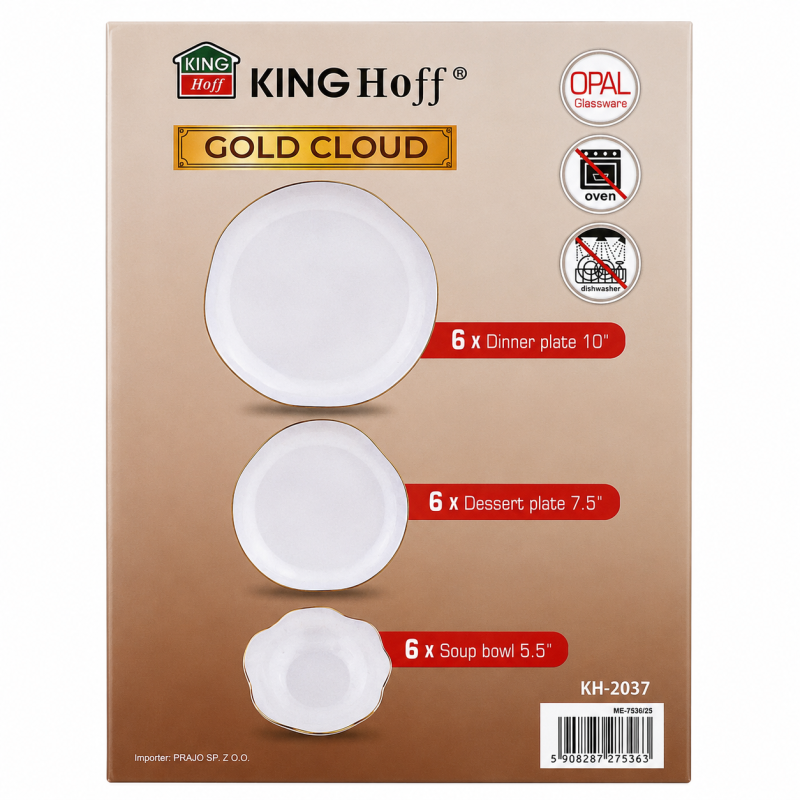 18 dalių pietų servizas KING Hoff Gold Cloud KH-2037, 6 asmenims