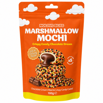 Zefyriniai mochi saldainiai NOLOVE BLISS Crispy Candy Chocolate Dream su šokoladiniu kremu, 100 g Zefyriniai mochi saldainiai NOLOVE BLISS Crispy Candy Chocolate Dream su šokoladiniu kremu, 100 g