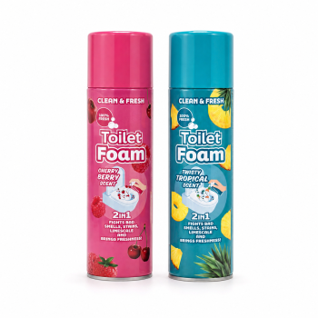 „Clean & Fresh Toilet Foam“ 2in1 tualeto valymo putos – „Cherry Berry“ arba „Twisty Tropical“ kvapo
