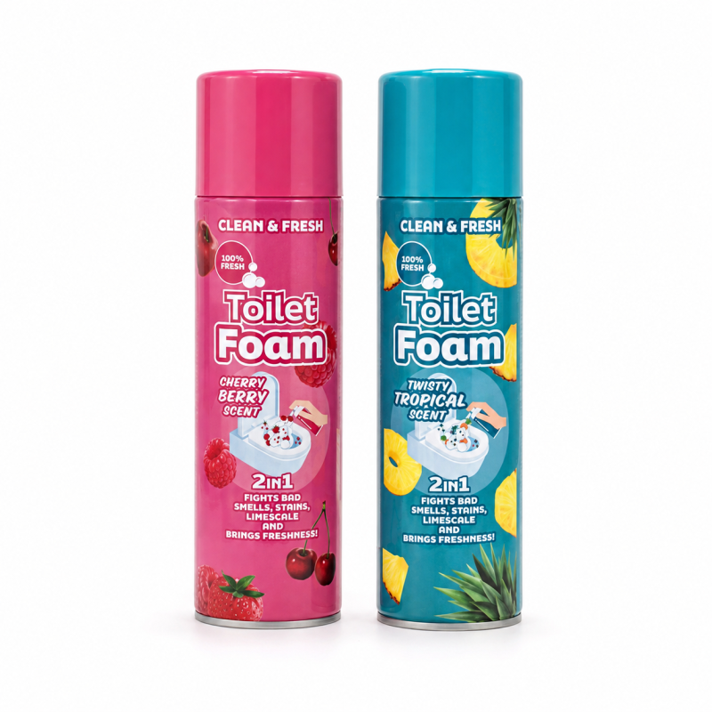 „Clean & Fresh Toilet Foam“ 2in1 tualeto valymo putos – „Cherry Berry“ arba „Twisty Tropical“ kvapo