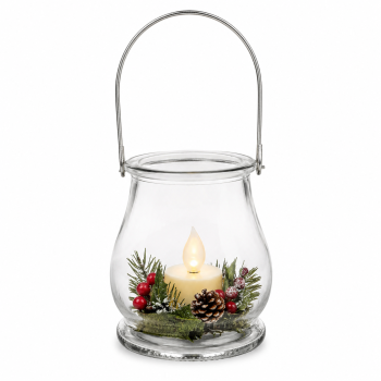 Stiklinė žvakidė–žibintas su rankena, 10 cm, Ø 8 cm