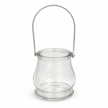 Stiklinė žvakidė–žibintas su rankena, 10 cm, Ø 8 cm