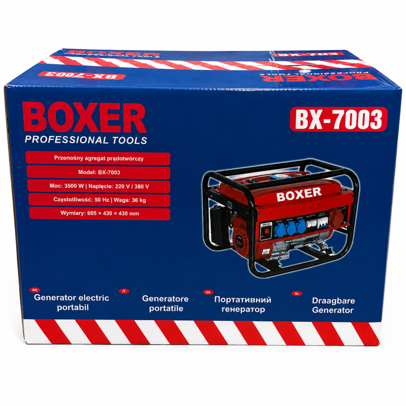 Elektros generatorius BOXER BX-7003 3500 W, 220 V / 380 V Elektros generatorius BOXER BX-7003 3500 W, 220 V / 380 V
