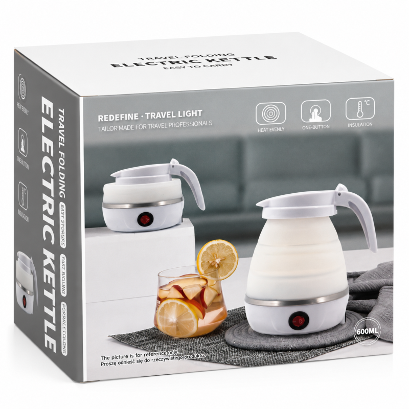 Sulankstomas elektrinis kelioninis virdulys 600 ml, 110/220 V