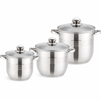 Nerūdijančio plieno puodų rinkinys Edenberg EB-516, 6 dalių, 16,3 l / 19,3 l / 22,7 l