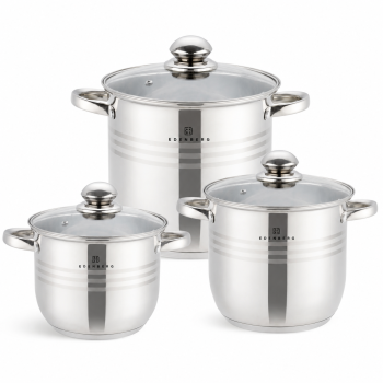 Nerūdijančio plieno puodų rinkinys Edenberg EB-516, 6 dalių, 16,3 l / 19,3 l / 22,7 l