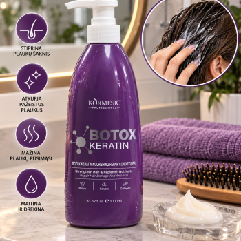 Kormesic Botox Keratin atkuriamasis plaukų kondicionierius, 1000 ml