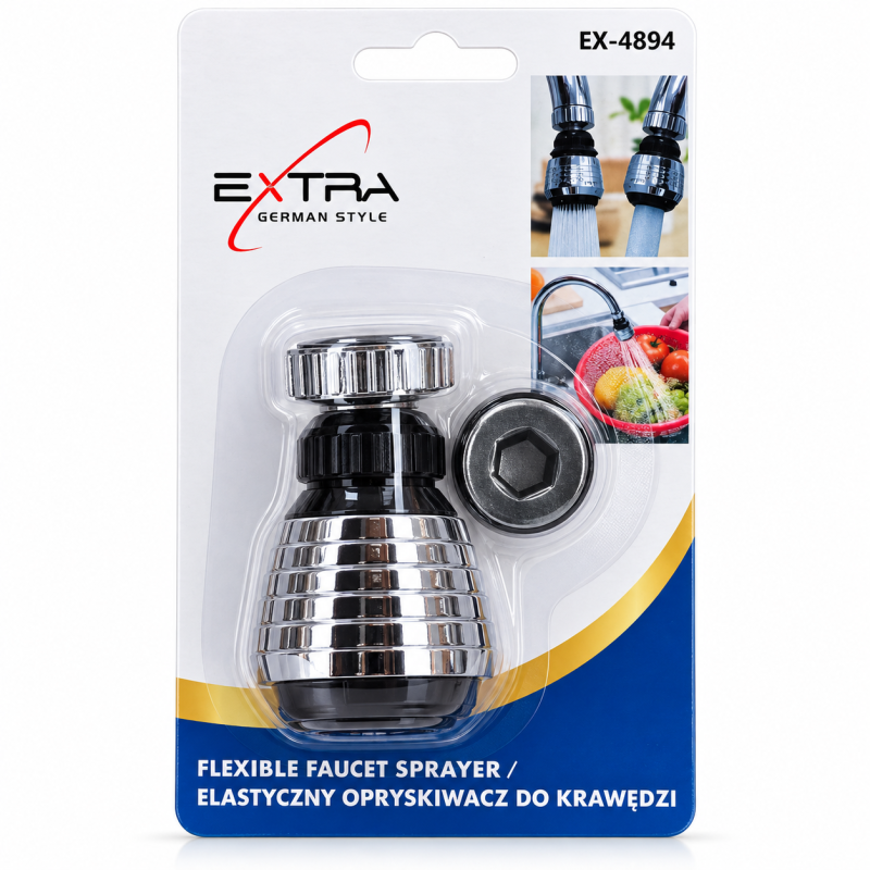 Čiaupo antgalis su filtru EXTRA EX-4894, 360° pasukamas, vandens srovės paskirstytojas